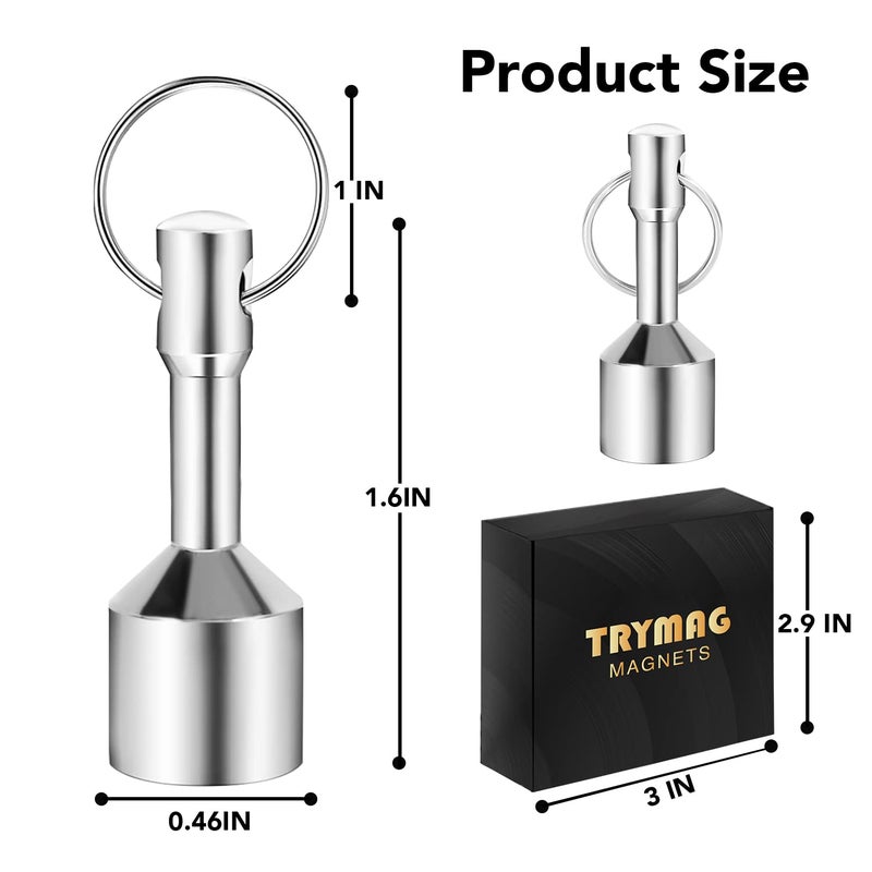 TRYMAG Keychain Magnets for Testing Brass, 4 Pack Neodymium Pocket Keychain for Purse with Strong Magnetic Rare Earth, Gold Silver Jewelry Ferrous Metals Test Magnet Hanging Keys Holder - Image 3